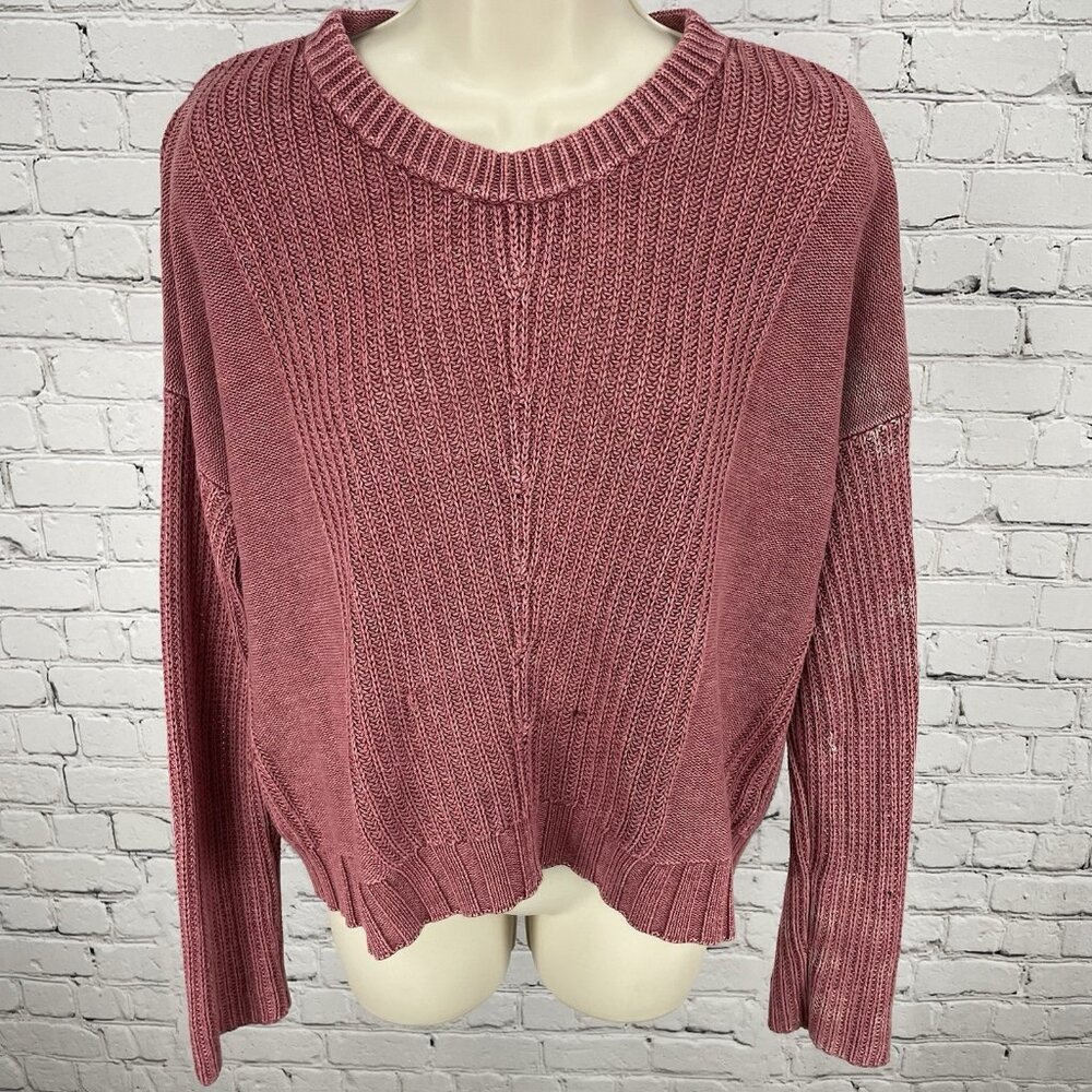 Rails Muted Pink Knit Boxy Drop Shoulder Lightweight Sweater Size Small S